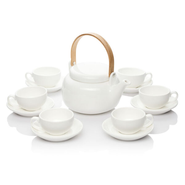 White-Teapot-set-with-6-Cups-and-Bamboo-Handle-img