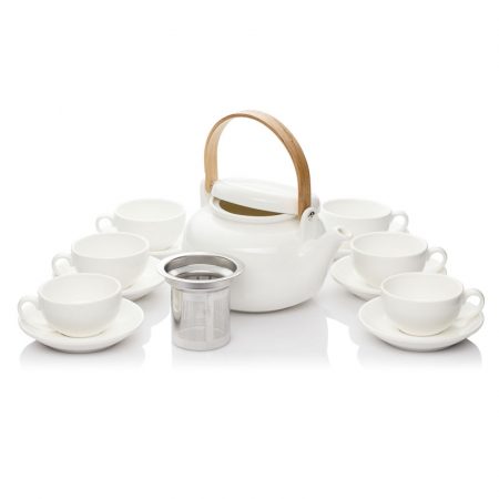 White-Teapot-set-with-Bamboo-Handle