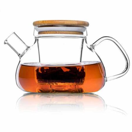 Glass Teapot Kettle with Glass Infuser and Bamboo Lid